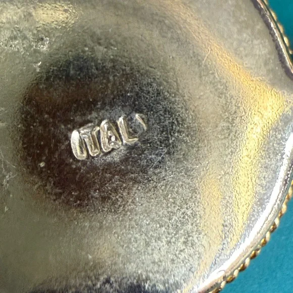 Vintage Micro Mosaic Floral Banjo Keychain - Red & Blue stamped Italy - Picture 6 of 7